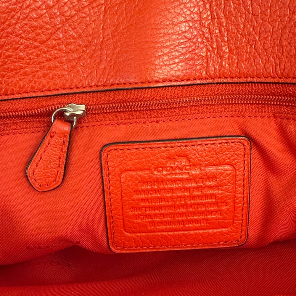 Coach Red Pebbled Leather Satchel with Adjustable Strap - Picture 15 of 16